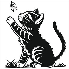 silhouette cute cat image on white background

