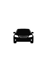Fototapeta premium Minimalist Black and White Car Front View Silhouette Vector Icon for Transportation and Automotive Designs