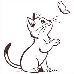 silhouette cute cat image on white background

