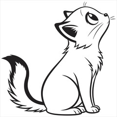 silhouette cute cat image on white background