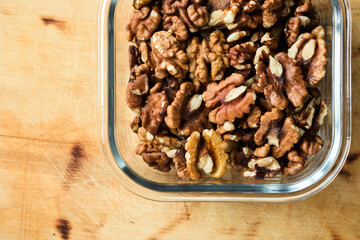 Shelled walnuts.