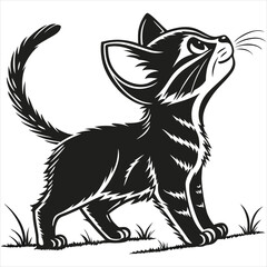 silhouette cute cat image on white background