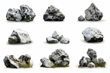 Naklejka premium Grey Rocks, Isolated on White