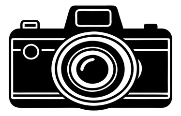 camera black silhouette vector, Simple silhouette Design vector icon with white background. DSLR/SLR vector, Icon vector 