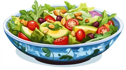 Vibrant Salad Bowl Bursting with Fresh Vegetables and Healthy Nutrients