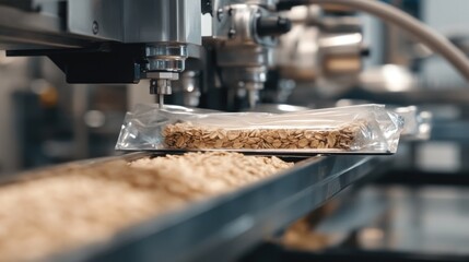 Automated Oatmeal Bar Packaging: High-Speed Production Line Close-Up
