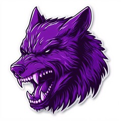 Obraz premium Detailed Vector Art of a Purple Werewolf Sticker with White Background
