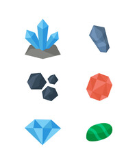 Obraz premium Assorted gems and rocks vector icons illustration