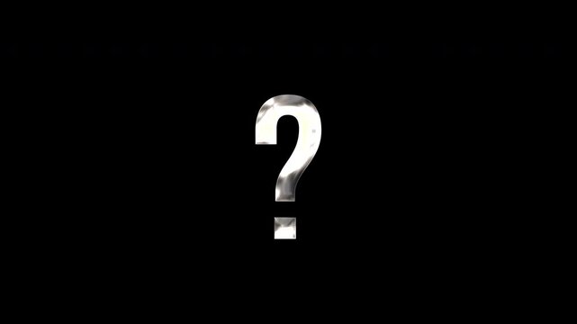 silver question mark reveal bounce animation looping alpha channel