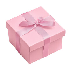 Fototapeta premium a small elegant pink gift box adorned with a satin ribbon perfect for special occasions like birthdays or celebrations its charming design invites curiosity and joy