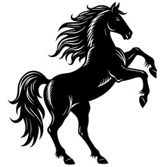 Horse black silhouette vector, Simple silhouette Design vector icon with white background. Wild animal vector 