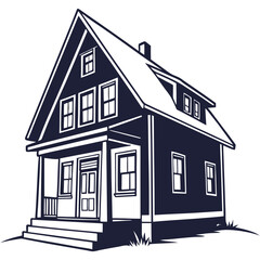 silhouette house image on white background