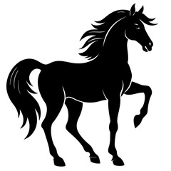 Horse black silhouette vector, Simple silhouette Design vector icon with white background. Wild animal vector 
