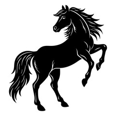 Horse black silhouette vector, Simple silhouette Design vector icon with white background. Wild animal vector 