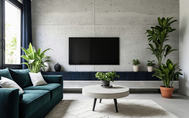 Modern Living Room with a Central Television