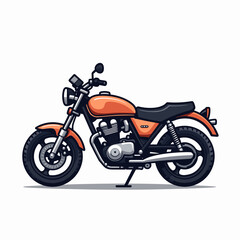Stylish orange motorcycle on white background