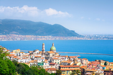 Vietri sul Mare town in Amalfi Coast, panoramic view. Campania, Italy