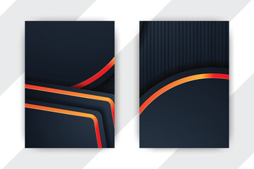 Dark abstract design, orange accents, striped backdrop, template