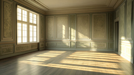 Obraz premium A 3D-rendered empty interior room, offering a blank canvas for design possibilities. 3D illustration