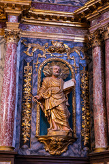 Religious sculpture of the choir of the Church of Saint-Pierre de Monestiés