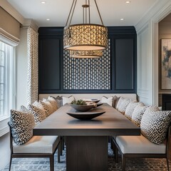 This image shows a well decorated dining room setting