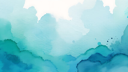 Abstract Watercolor Painting with Blue and Teal Blending for Serene Art
