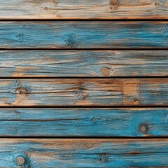 Fototapeta premium Weathered blue and brown wooden planks background.