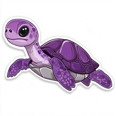 Fototapeta premium Cute and Colorful Turtle Vector Art in Purple against White Backdrop