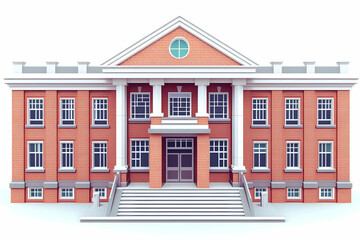 Fototapeta premium Brick Building with Columns & Steps