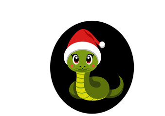Snake in red Christmas hat