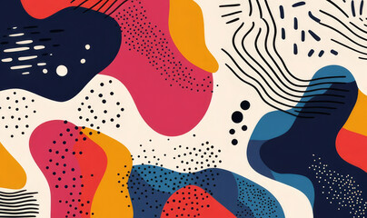 Fototapeta premium This vibrant abstract image showcases a mix of colors and shapes, evoking a sense of joy and creativity through its dynamic composition and playful design elements.