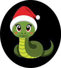 Snake in red Christmas hat