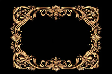 This ornate gold frame features intricate floral designs and a dark background, ideal for showcasing art or photographs with a luxurious appeal and classic elegance.