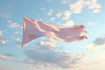 A 3D flag banner mockup floating in the sky, ideal for creative and dynamic branding.