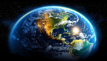 Obraz premium Earthrise: Sunrise over Americas.