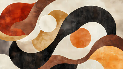 Abstract design in scandinavian style with organic shapes and earthy tones, creating a harmonious and stylish background. harmonious. illustration. Harmonious - Garden. Illustration