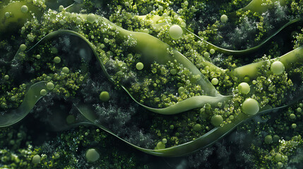 Abstract green textures in 3d style. Harmonious - Garden. Illustration