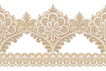 Detailed decorative border with golden floral elements on a transparent background.