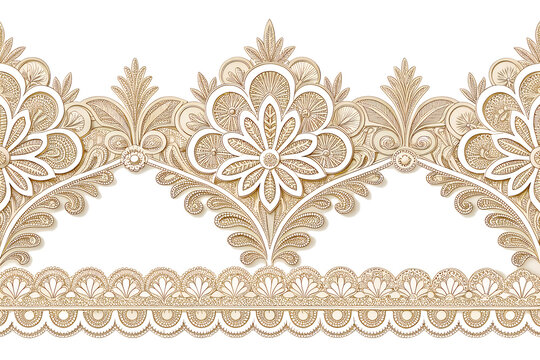 Detailed decorative border with golden floral elements on a transparent background.