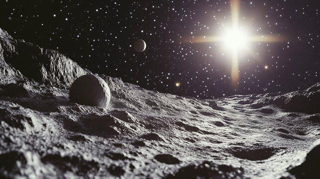 A close-up view of the Kuiper Belt, featuring distant icy objects floating at the edge of the solar system.