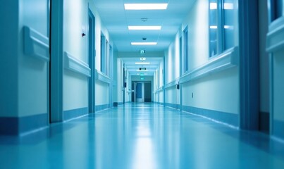 Obraz premium Empty Hospital Corridor with Clean, Sterile Environment