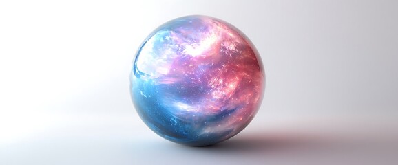 Luminous Blue Pink Cosmic Sphere Digital Art