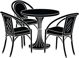 Stylish Black and White Outdoor Bistro Set Illustration