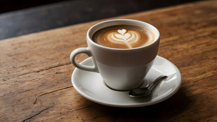 Fototapeta premium cup of coffee on wooden table, ai generated