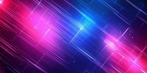 digital abstract background with glowing geometric light patterns in blue, purple, and magenta tones