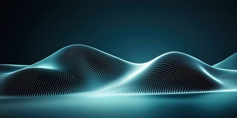 Fototapeta premium Digital data landscape featuring a minimalistic wave structure with illuminated dots