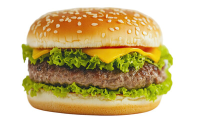 Juicy Cheeseburger Close Up Food Photography, Isolated Transparent Background