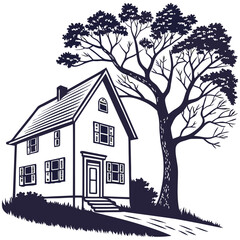  silhouette house image on white background 

