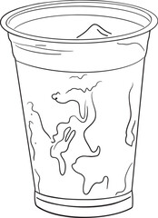Ice coffee outline vector illustration Black and white line art Minimalist hand drawn design