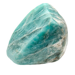 A Polished Chunk of Amazonite with Smooth Teal Blue Isolated on Transparent Background
